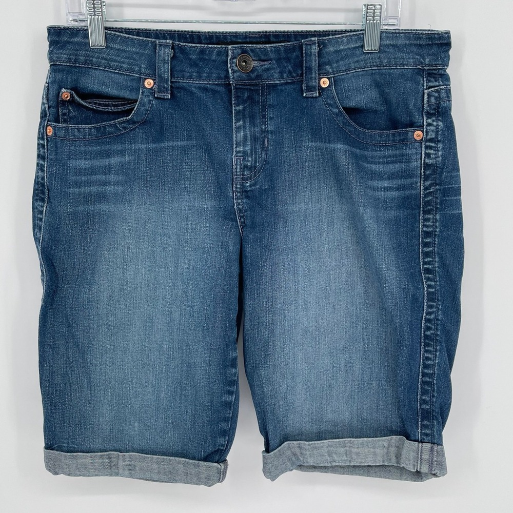 Calvin Klein Women's Blue Denim Cuffed Bermuda Shorts Size 31/12